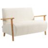 HOMCOM Small Sherpa Fabric 2 Seater Sofa Settee - Cream White
