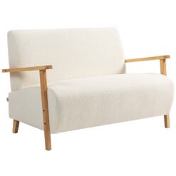 HOMCOM Small Sherpa Fabric 2 Seater Sofa Settee - Cream White