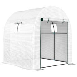 Outsunny 180 x 180cm Walk-In Polytunnel Greenhouse - White
