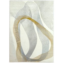 HOMCOM Modern Area Rug, Machine Washable Rug, Allergy-Friendly Floor Carpet for Living Room, Bedroom, Dining Room, Home Office, 170 x 120 cm, Cream White