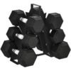 SPORTNOW Hex Dumbbell Set with Weights Storage Rack, Rubber Coated Dumbbells, Non-Slip Chrome Handles, Space-Saving for Home Gym Weight Lifting Strength Training, 2 x 2kg, 2 x 5kg, 2 x 8kg