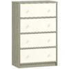HOMCOM Chest of Drawers, Dresser with 4 Fabric Drawers - White and Grey