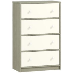 HOMCOM Chest of Drawers, Dresser with 4 Fabric Drawers - White and Grey