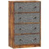 HOMCOM Chest of Drawers, Dresser with 4 Fabric Drawers - Grey and Rustic Brown