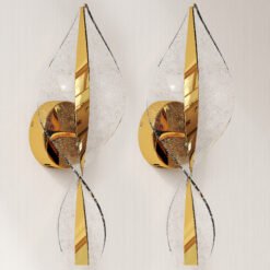 HOMCOM Led Wall Lamp 2 Pack, 13W Modern Indoor Spiral Wall Light, Colour Temperature Adjustable 3000K/4000K/6500K, for Bedroom, Living Room, Hallway, Stairs, Gold Tone