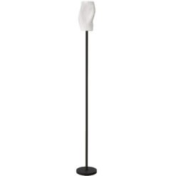 HOMCOM Floor Lamp for Living Room, 3D Printed Modern Standing Lamp with Flowing Curved Shade, 3 Colour Temperature & Foot Switch, Minimalist Tall Pole Lampshade for Bedroom, Office, White