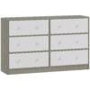 HOMCOM Chest of Drawers, Dresser with 6 Fabric Drawers - White and Grey