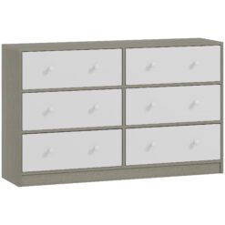 HOMCOM Chest of Drawers, Dresser with 6 Fabric Drawers - White and Grey
