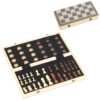 SPORTNOW 15 Inch Chess Set, Foldable Chess and Draughts Set, Brown