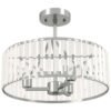HOMCOM Crystal Ceiling Light Fixture, Semi Flush Mount Modern Crystal Chandelier Ceiling Light for Living Room, Bedroom, Hallway, Dining Room, E14 Base 3-Lights, Bulbs Not Included, Silver Tone
