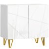 HOMCOM Modern Luxe High Gloss Sideboard, with Hairpin Legs - White