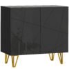 HOMCOM Modern Luxe High Gloss Sideboard, with Hairpin Legs - Black