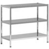HOMCOM 3-Tier Bakers Rack with Storage, Stainless Steel Microwave Stand with Adjustable Shelves for Small Spaces, Kitchen Storage Unit for Spices, Pots and Pans, Silver Tone