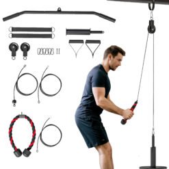 SPORTNOW Weight Pulley System, Cable Pulley System for Home Gym, Cable Machine LAT Pull Down Attachment for Biceps Curl, Tricep, Arm Workouts