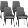 HOMCOM Set of 4 Quilted PU Leather Dining Chairs with Metal Frame 4 Legs Foot Caps Home Seating Modern Stylish Executive, Grey