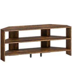 HOMCOM Corner TV Stand with 2 Open Shelves for 47 Inch TV - Rustic Brown