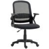 HOMCOM Breathable Mesh Office Chair, Ergonomic Swivel Computer Chair with Flip-up Armrests, Lumbar Back Support for Home/Office, Black