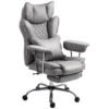 HOMCOM Leathaire Reclining Office Chair with Lumbar Support Pillow - Grey