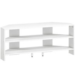 HOMCOM Corner TV Stand with 2 Open Shelves for 47 Inch TV - White