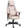 HOMCOM Fabric Gaming Chair with Lumbar Support, Headrest - Pale Pink