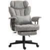 HOMCOM Executive Office Chair, Ergonomic Desk Chair with Foot Rest, Lumbar Support, Reclining Function and Wide Seat, Grey