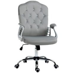 Vinsetto Velvet-Feel Work Chair, with Diamante Back - Grey