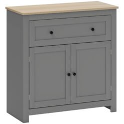 HOMCOM Sideboard Storage Cabinet, Morden Kitchen Cupboard with Adjustable Shelf, Drawer and Double Doors, Sideboard for Living Room, Dining Room, Hallway, Grey