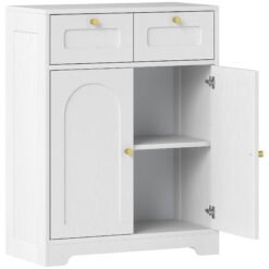 HOMCOM Bathroom Floor Cabinet with 2 Drawers - White