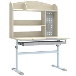 AIYAPLAY Kids Desk Height Adjustable with Tilt-Desktop, Hutch, Drawer, Storage Shelf, Pegboard, for 3-12 Years Old, Natural