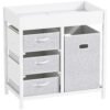 AIYAPLAY Baby Changing Unit with 4 Storage Drawers, Mat for Bedroom Nursery, 84 x 84.5 cm, White