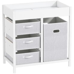 AIYAPLAY Baby Changing Unit with 4 Storage Drawers, Mat for Bedroom Nursery, 84 x 84.5 cm, White