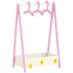 AIYAPLAY Baby Clothing Rack with Hangers, Storage Shelf for Bedroom, Star Theme, for Ages 3-6, Pink