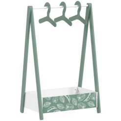 AIYAPLAY Baby Clothing Rack with Hangers, Storage Shelf for Bedroom, Leaf Theme, for Ages 3-6, Green