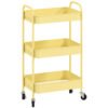HOMCOM Three-Tier Steel Storage Trolley - Yellow