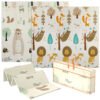 AIYAPLAY Baby Play Mat, Double Sideded Foldable Kids Crawling Mat, Reversible & Waterproof, Animal