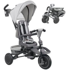 AIYAPLAY 6 in 1 Foldable Kids Trike with Adjustable Parent Handle & Canopy for Ages 1-5, Grey