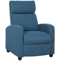 HOMCOM 135 Push Back Recliner Armchair, with Footrest - Blue