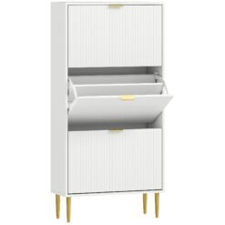 HOMCOM Elegant Three-Drawer Shoe Cabinet - White