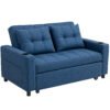 HOMCOM Two-Seater Pull-Out Sofa Bed - Dark Blue