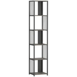 HOMCOM 5-Tier Bookshelf with Steel Frame - Grey