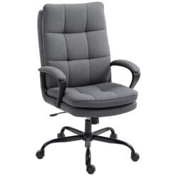 HOMCOM Double Padded Linen-Look Office Chair - Charcoal Grey
