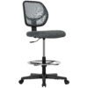 Vinsetto Ergonomic Mesh Standing Desk Chair with Adjustable Footrest Ring and Seat Height Charcoal Grey