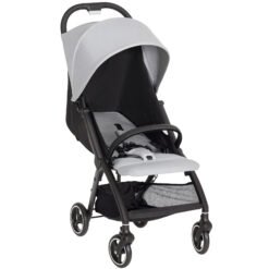 AIYAPLAY Travel Stroller, Lightweight Pushchair, Compact Buggy with Canopy, Basket and Multi-Position Recline, Light Grey