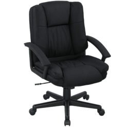 HOMCOM Linen-Look Padded Office Chair - Black