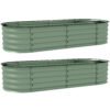 Outsunny Galvanised Raised Garden Bed, Metal Planter Box with Safety Edging, for Flowers, Herbs, Succulents, Pack of 2, Green