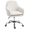 HOMCOM Velvet-Feel Office Chair with Adjustable Height and Wheels - Cream White