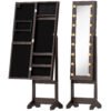 HOMCOM Freestanding Mirrored Jewellery Storage Cabinet - Dark Brown