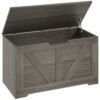 HOMCOM 100L Home Storage Box, with Safety Hinges - Charcoal Grey