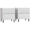 HOMCOM Simple Line Indented Two-Drawer Bedside Table Set of 2 - White