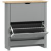 HOMCOM Slim Shoe Cabinet, Narrow Shoe Cupboard with 2 Flip Drawers, Adjustable Shelves for 12 Pairs of Shoes, Light Grey
